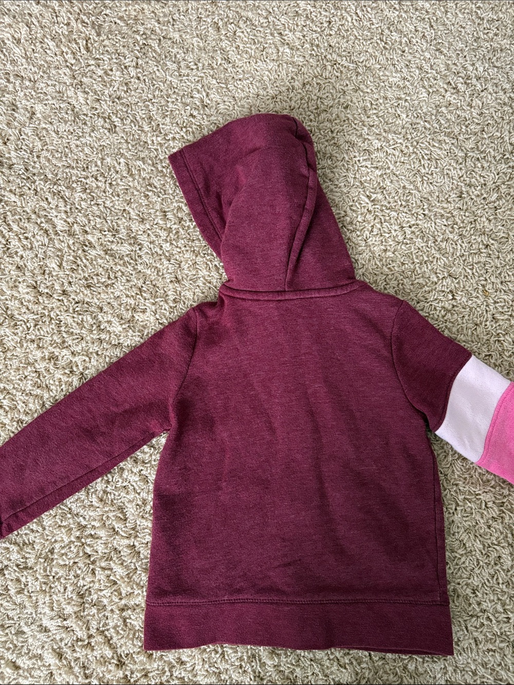 Cat & Jack Maroon Hoodie with Pink Sleeve Panels and Black Leggings - Picture 6 of 9